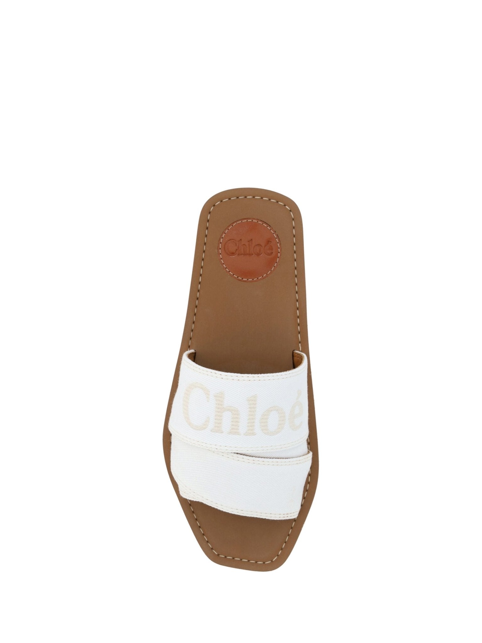 White Cotton Slides Woody Sandals - TIZZIL