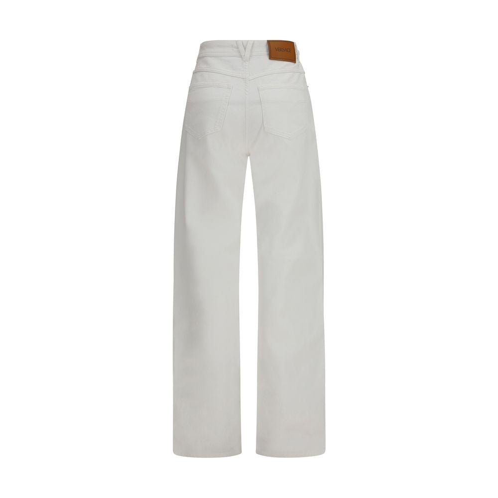 White Cotton Straight - Leg Jeans - TIZZIL