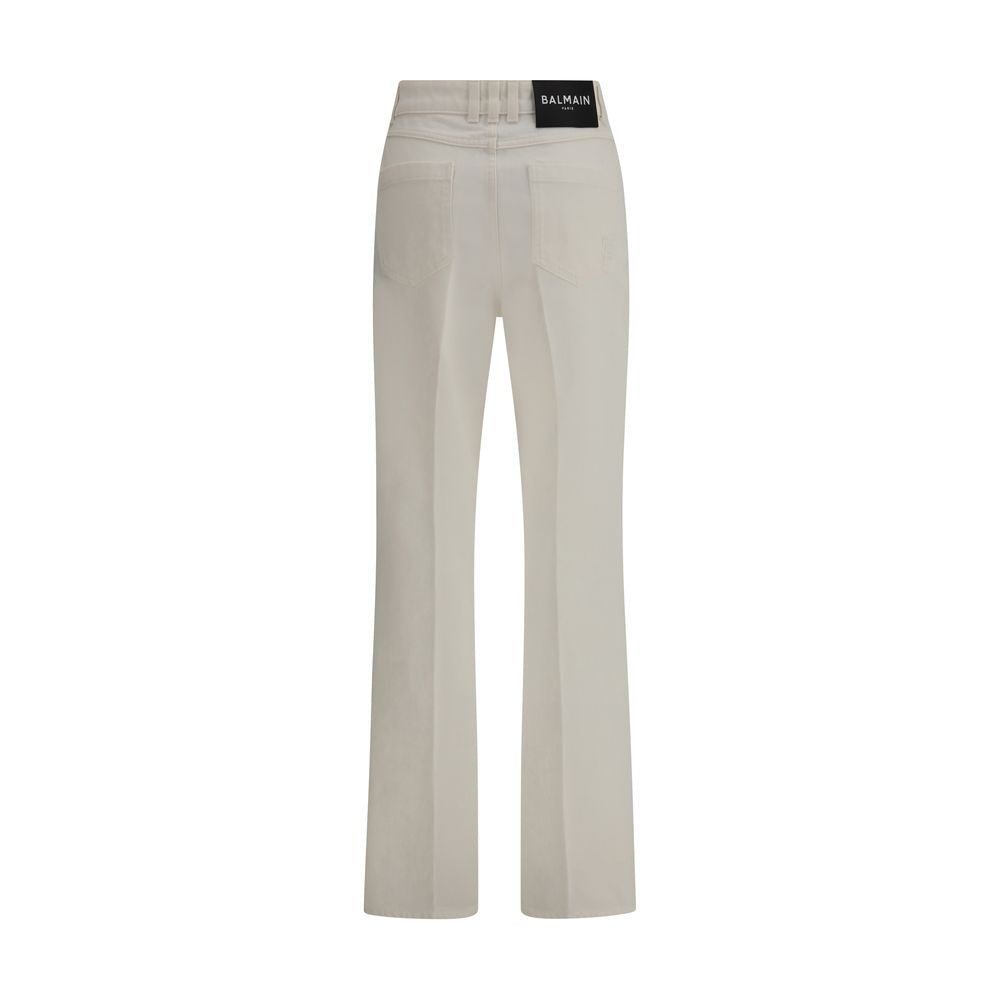 White Cotton Straight - Leg Jeans - TIZZIL