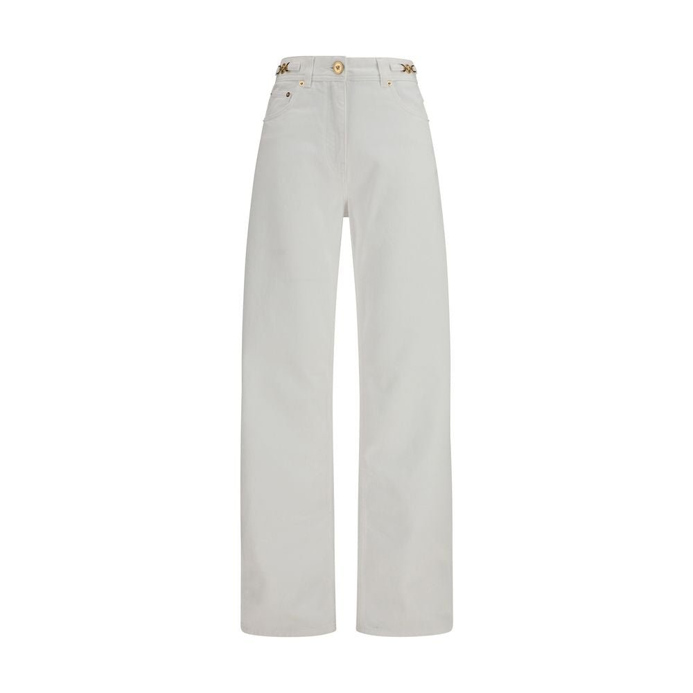 White Cotton Straight - Leg Jeans - TIZZIL