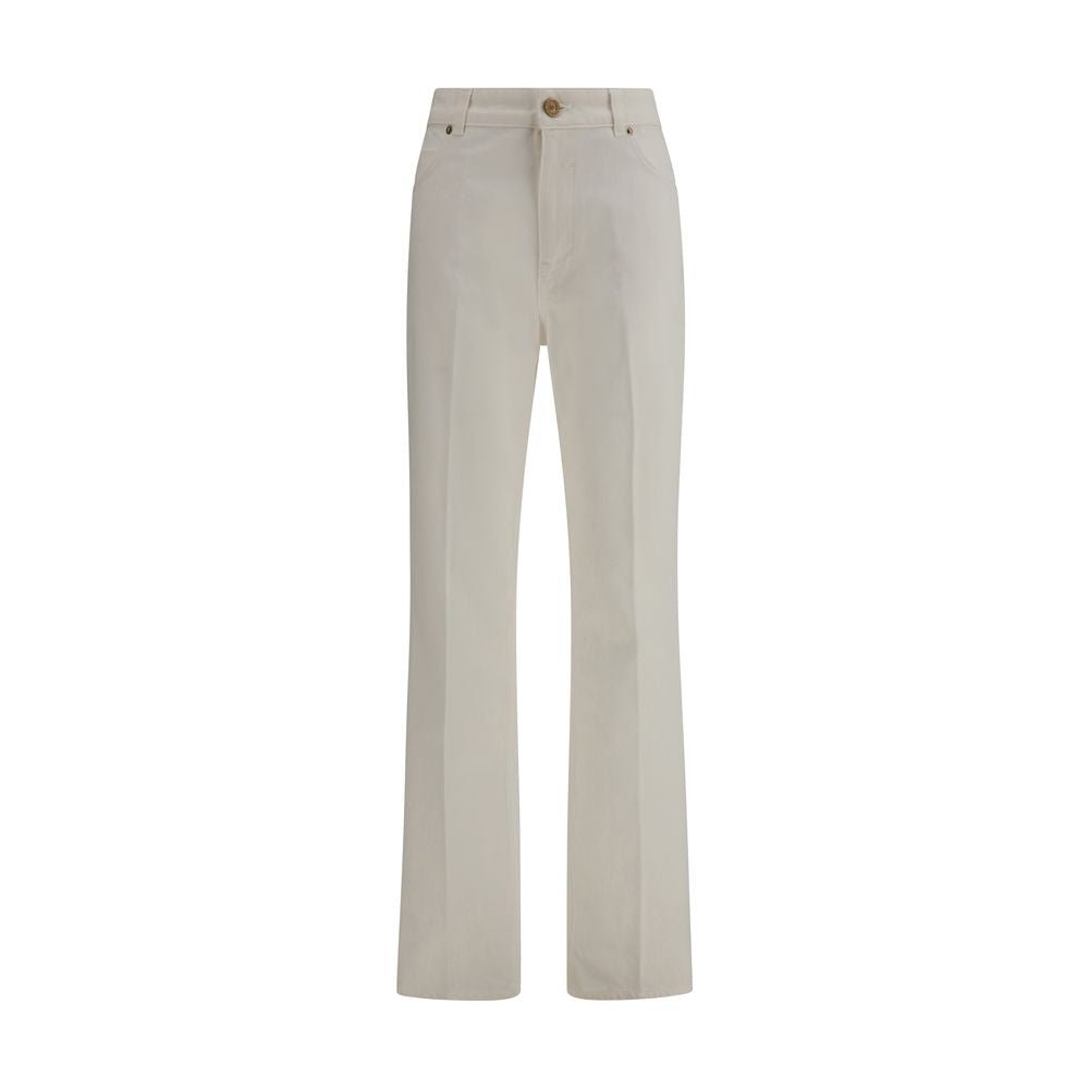 White Cotton Straight - Leg Jeans - TIZZIL
