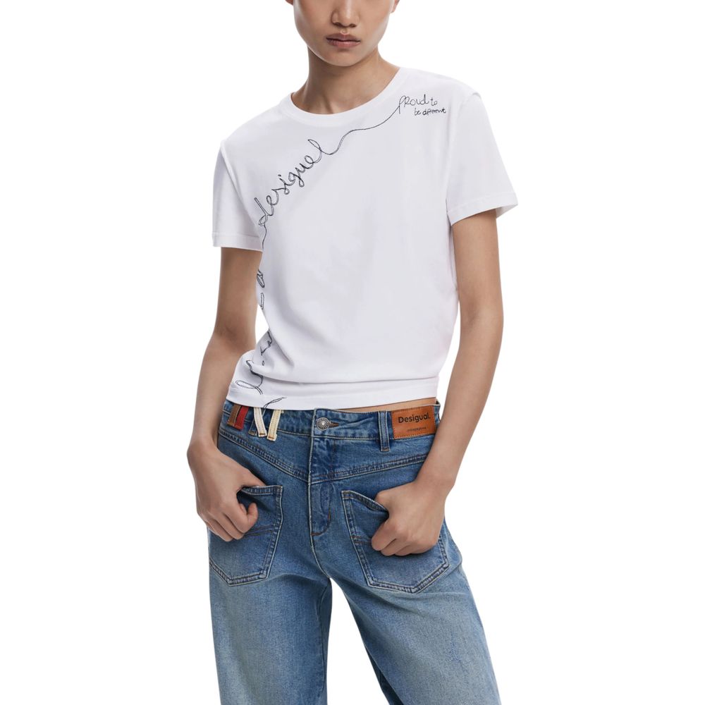 White Cotton T-Shirt - TIZZIL