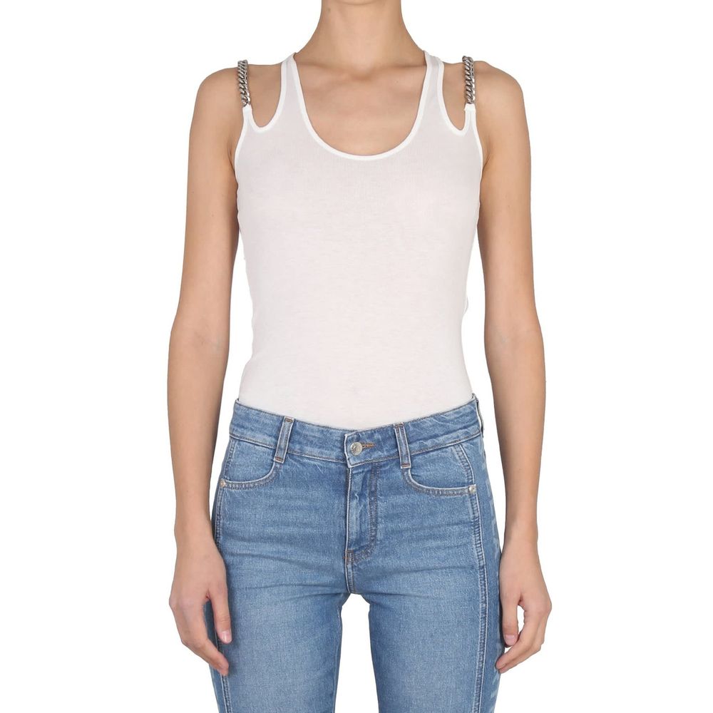 White Cotton Tank Tops - TIZZIL