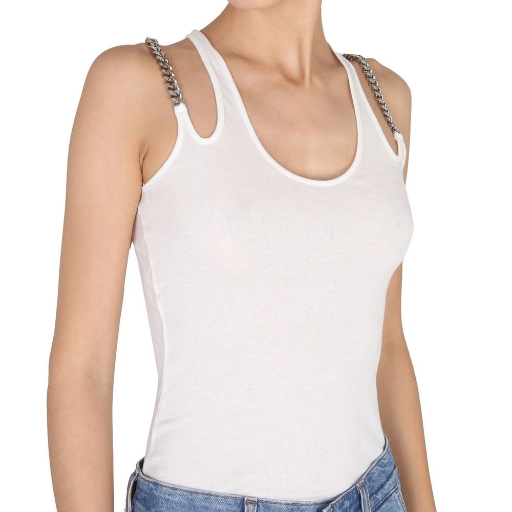 White Cotton Tank Tops - TIZZIL