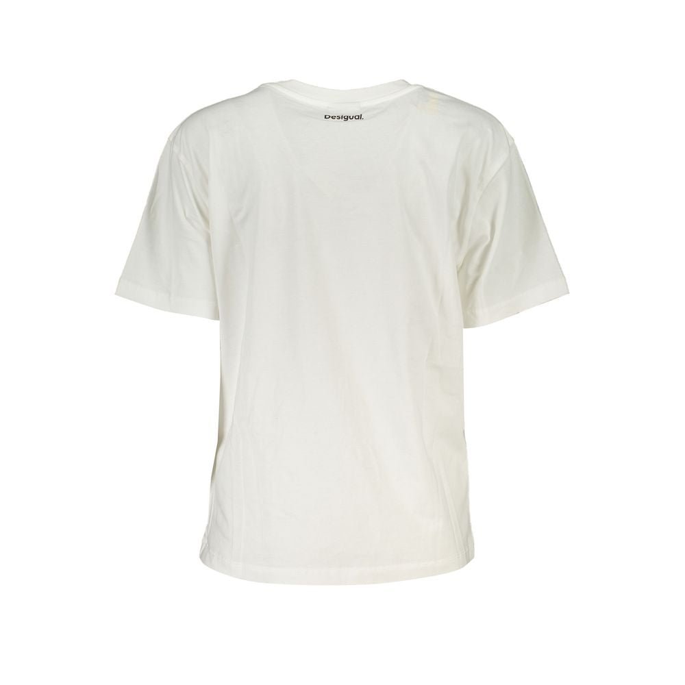 White Cotton Women T-Shirt - TIZZIL