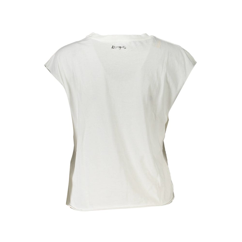 White Cotton Women T-Shirt - TIZZIL