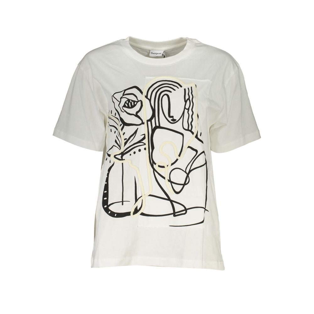 White Cotton Women T-Shirt - TIZZIL