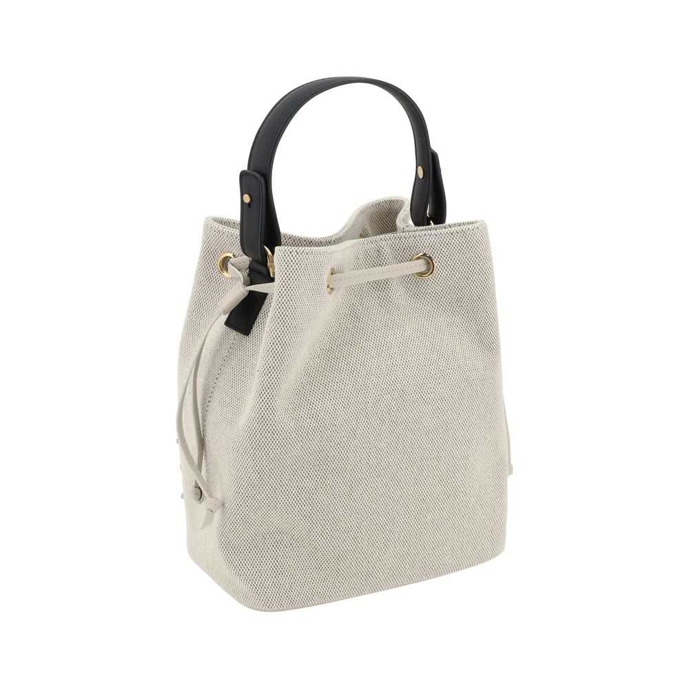 White Fabric Backet Bag - TIZZIL