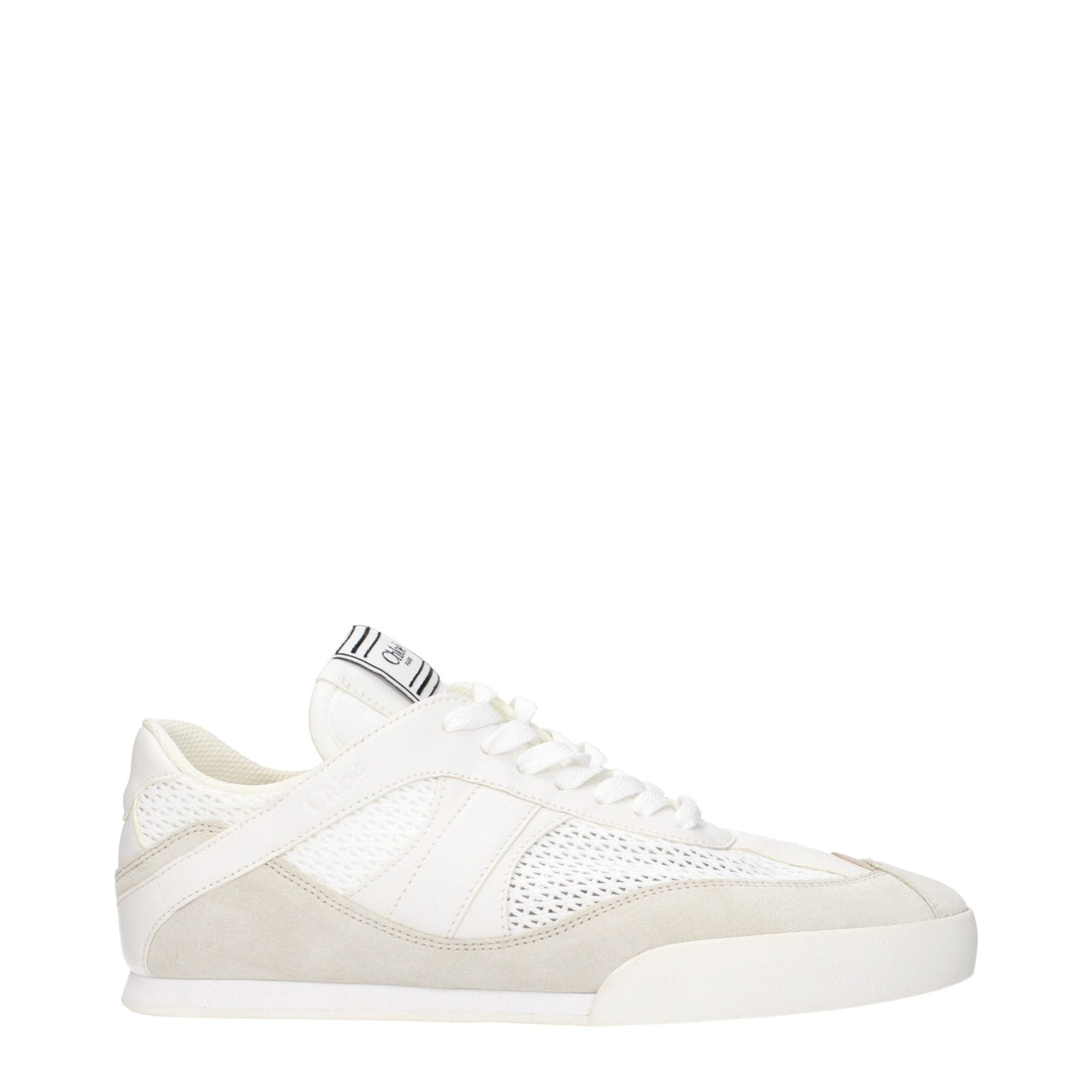 White Fabric Low Top Sneakers - TIZZIL
