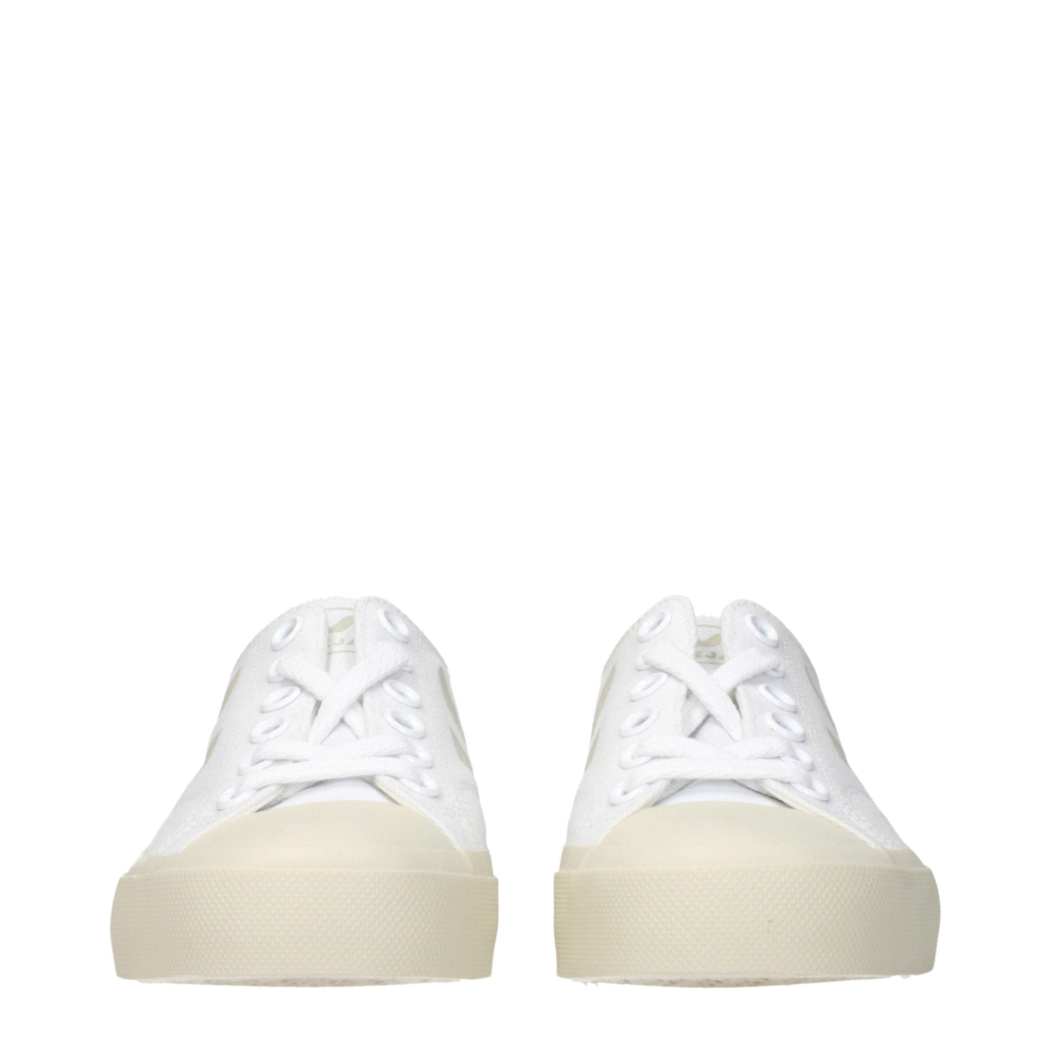 White Fabric Low Top Sneakers - TIZZIL