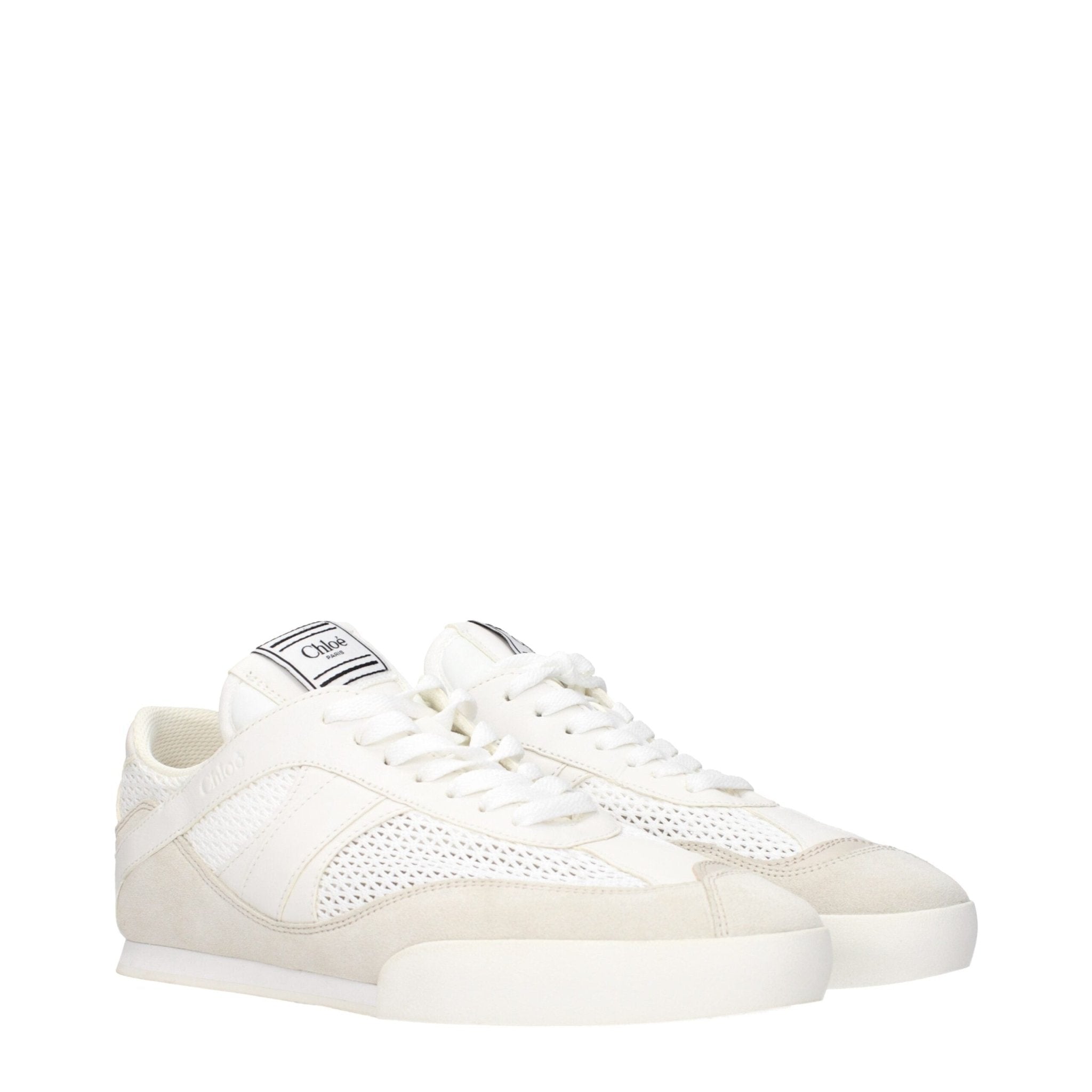 White Fabric Low Top Sneakers - TIZZIL