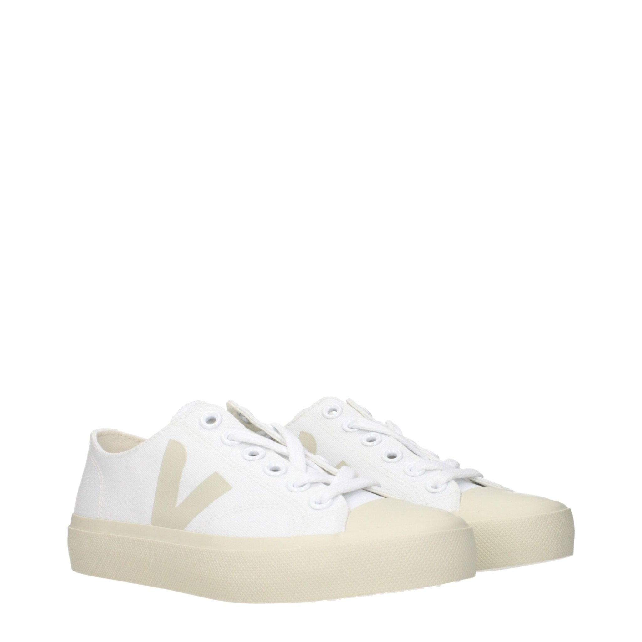 White Fabric Low Top Sneakers - TIZZIL