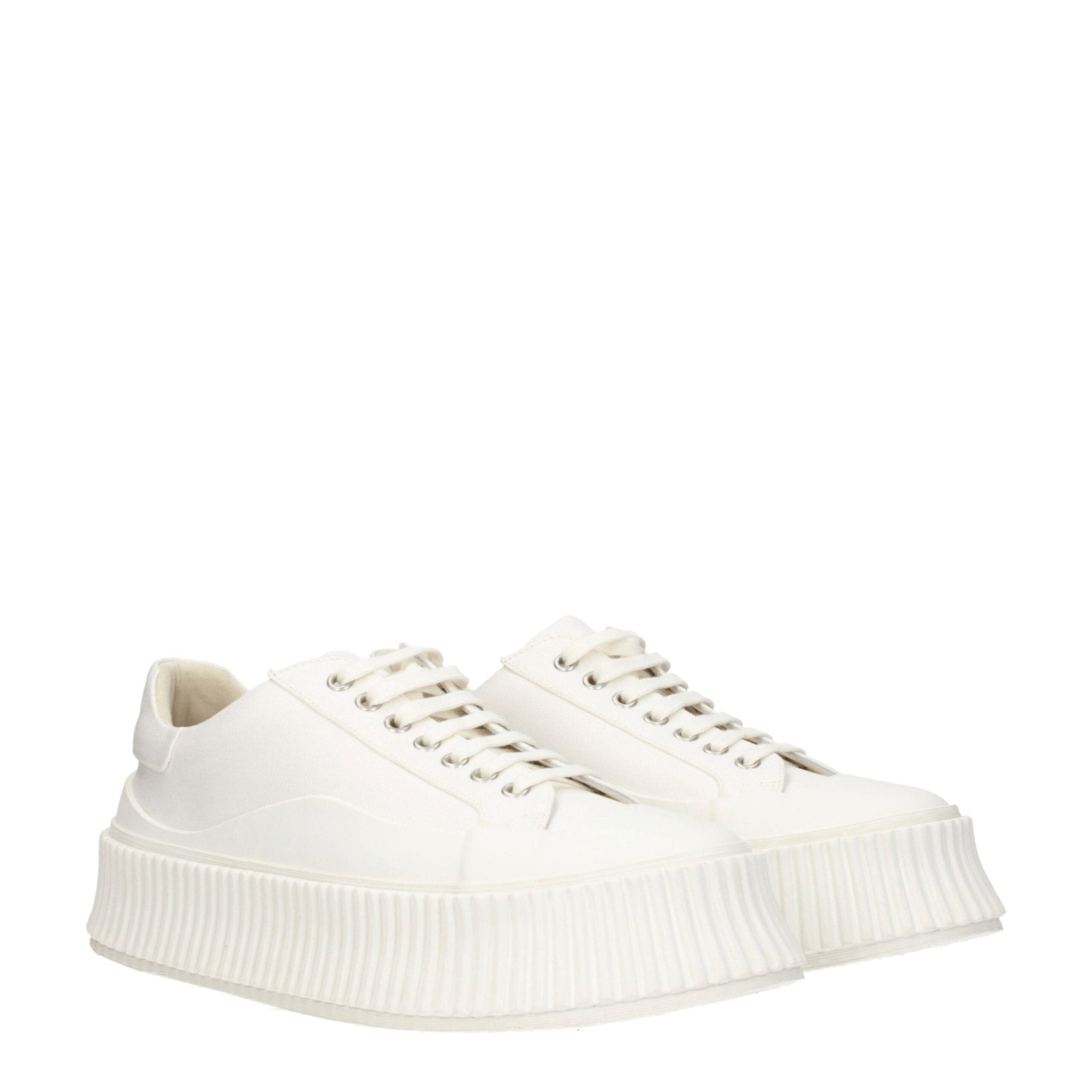 White Fabric Platform Sneakers - TIZZIL
