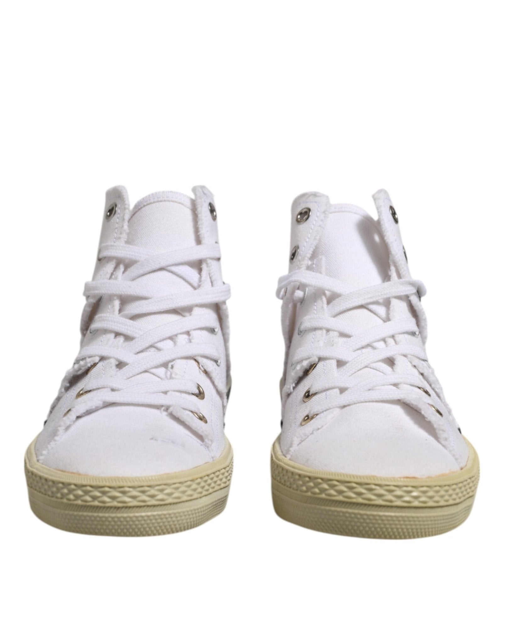 White Lace Up Mid Top Women Sneakers Shoes - TIZZIL
