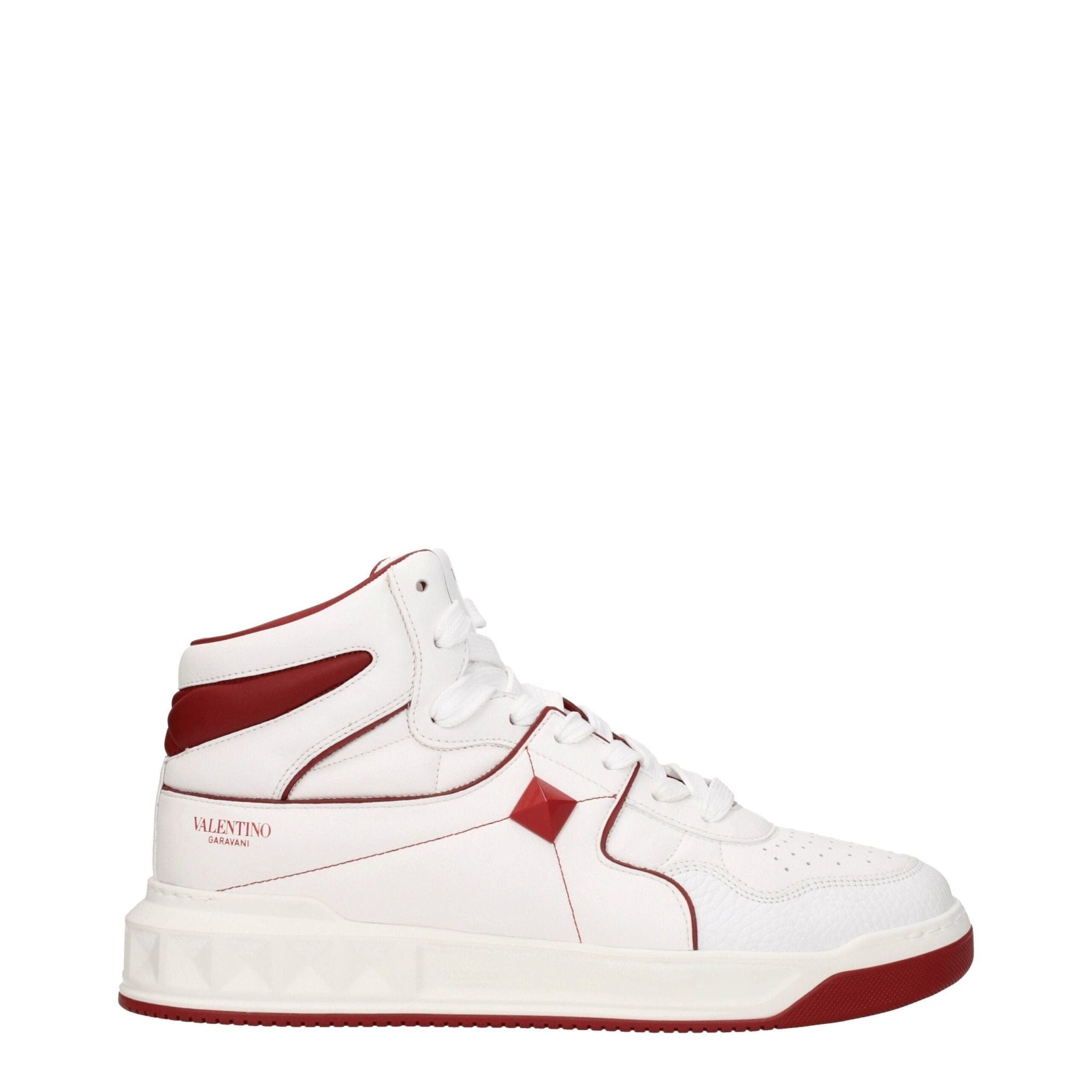 White Leather High Top Sneakers - TIZZIL