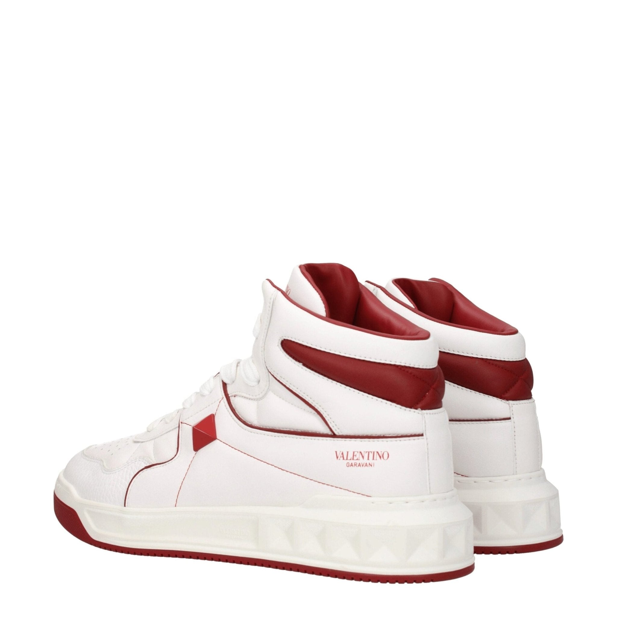 White Leather High Top Sneakers - TIZZIL