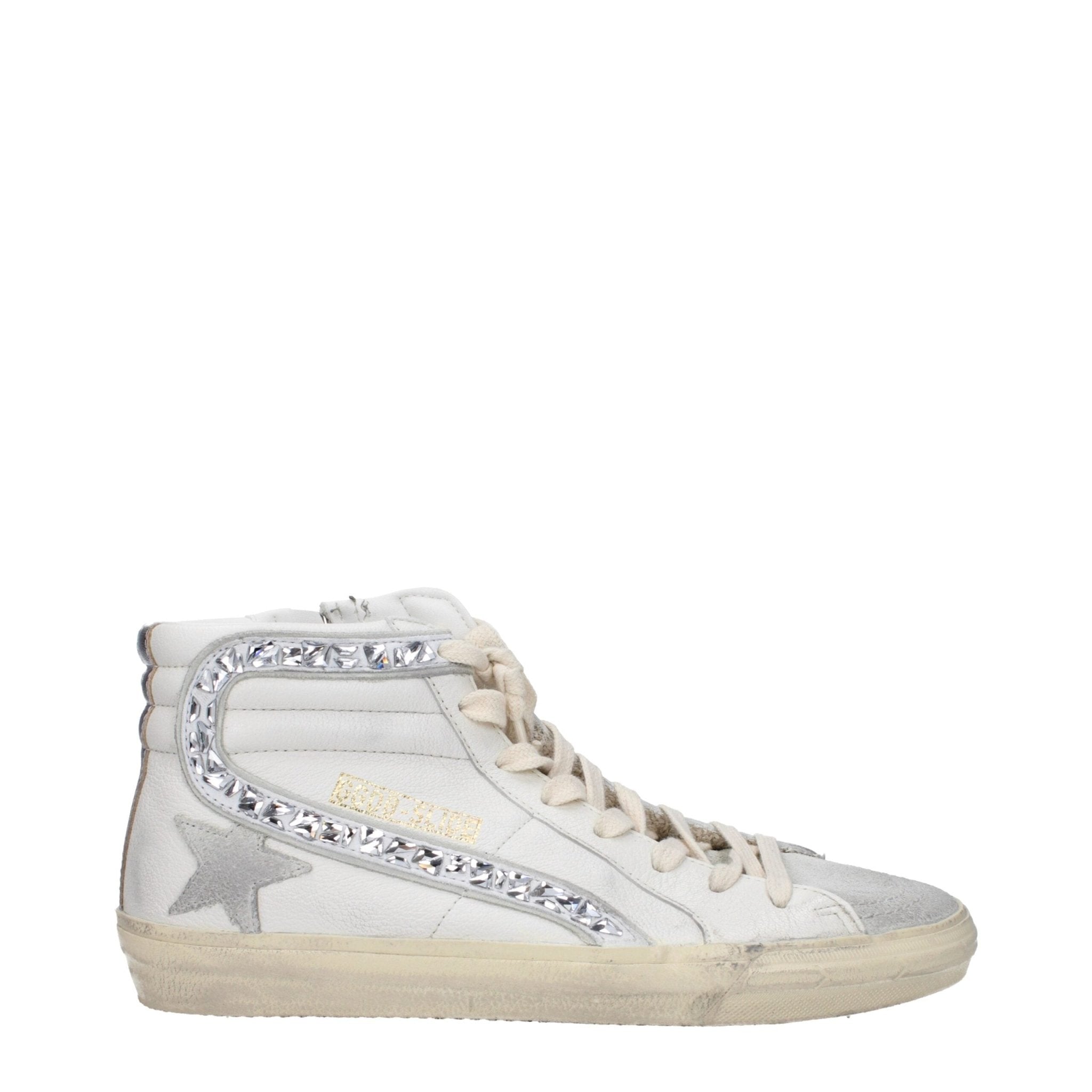 White Leather High Top Sneakers - TIZZIL
