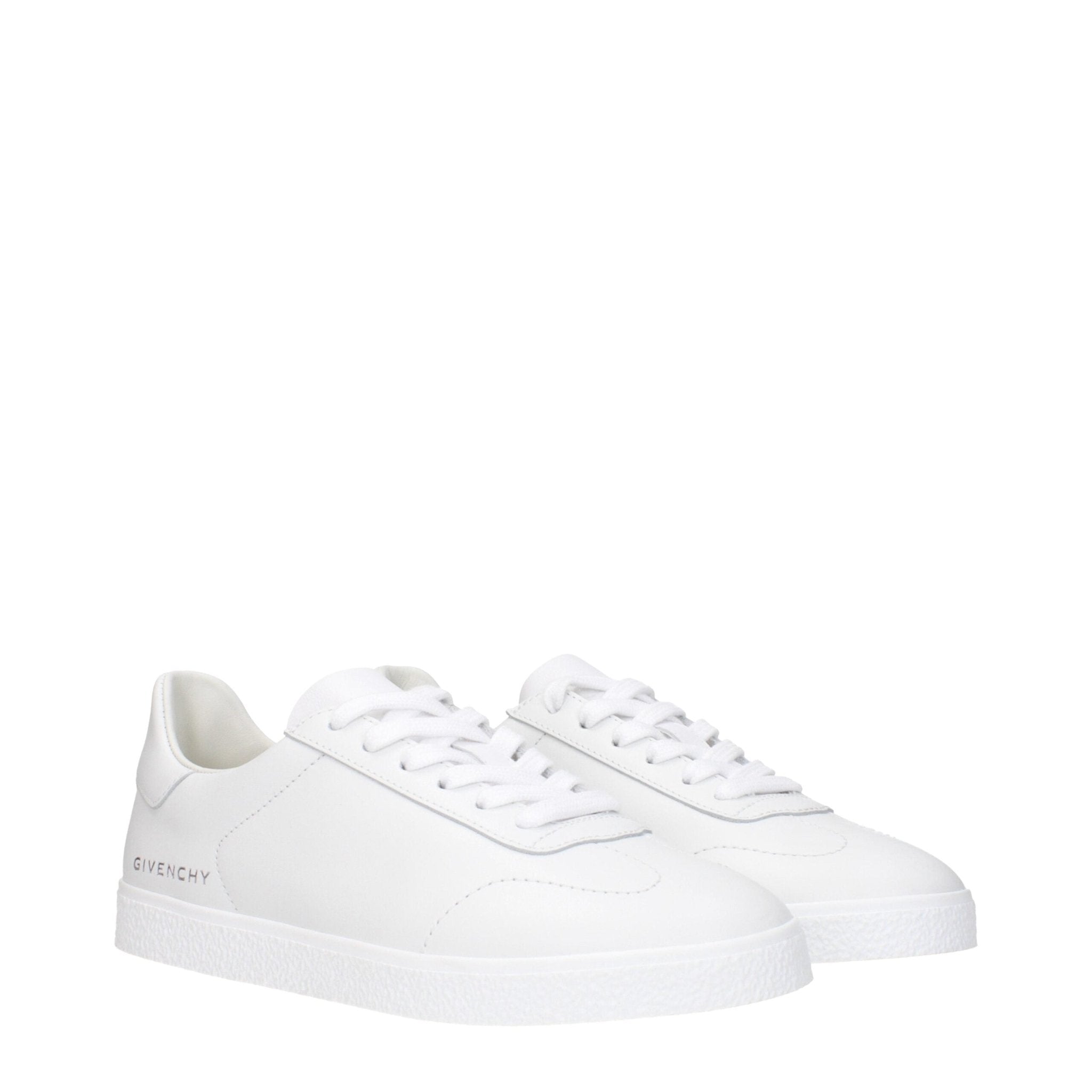 White Leather Low Top Sneakers - TIZZIL