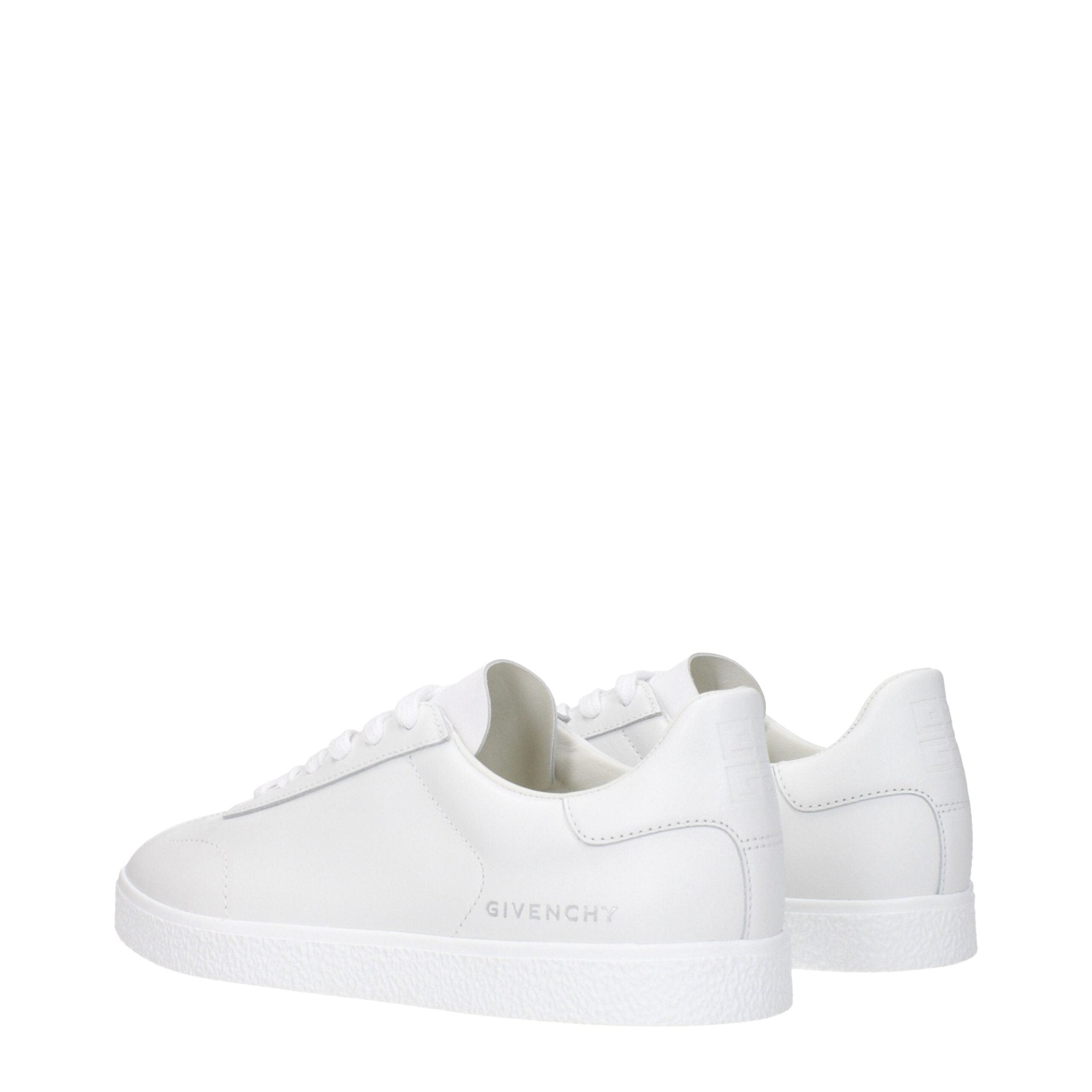 White Leather Low Top Sneakers - TIZZIL