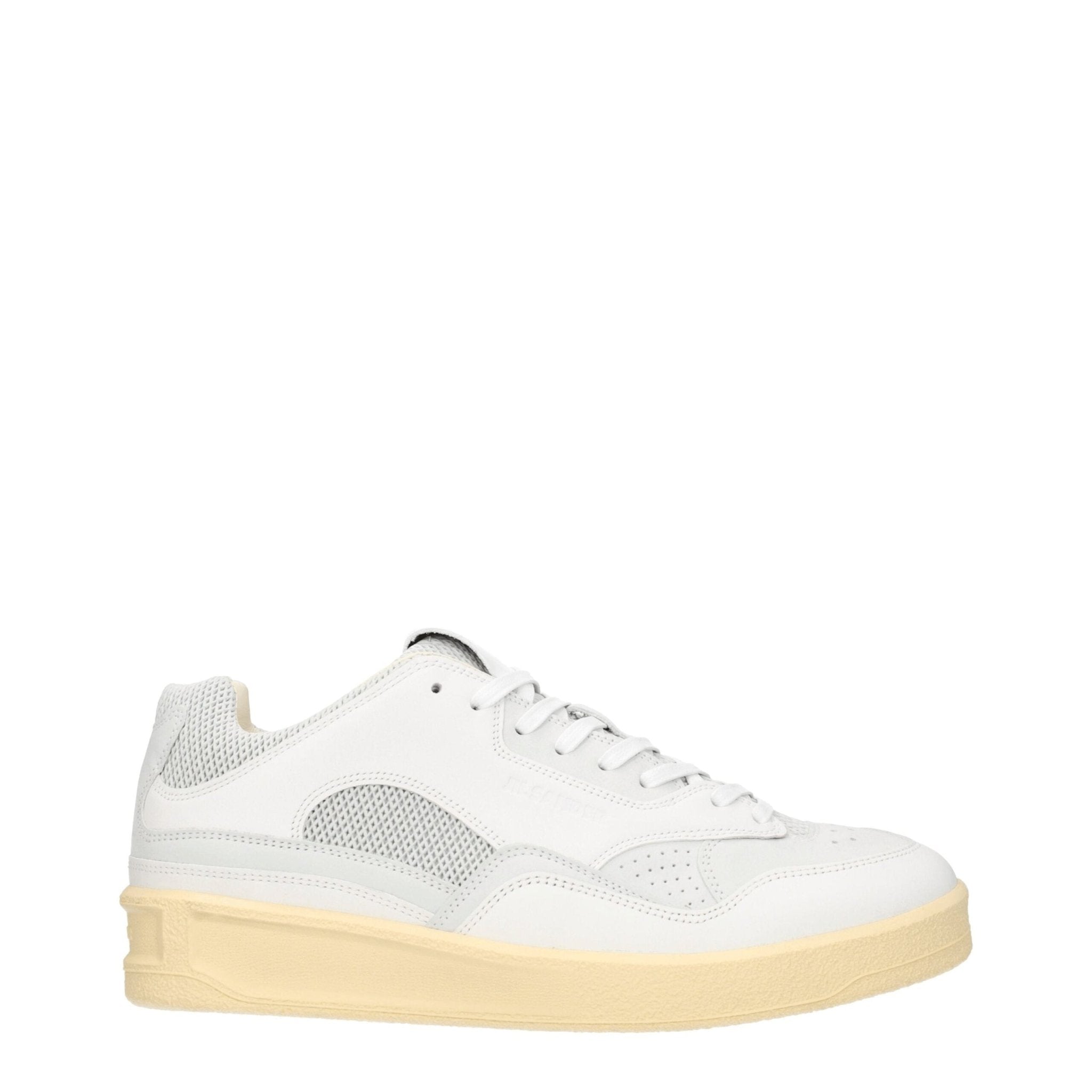 White Leather Low Top Sneakers - TIZZIL
