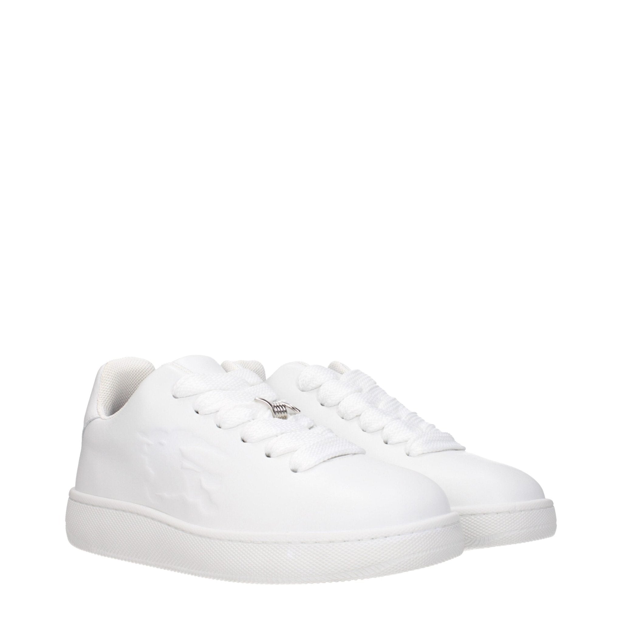 White Leather Low Top Sneakers - TIZZIL