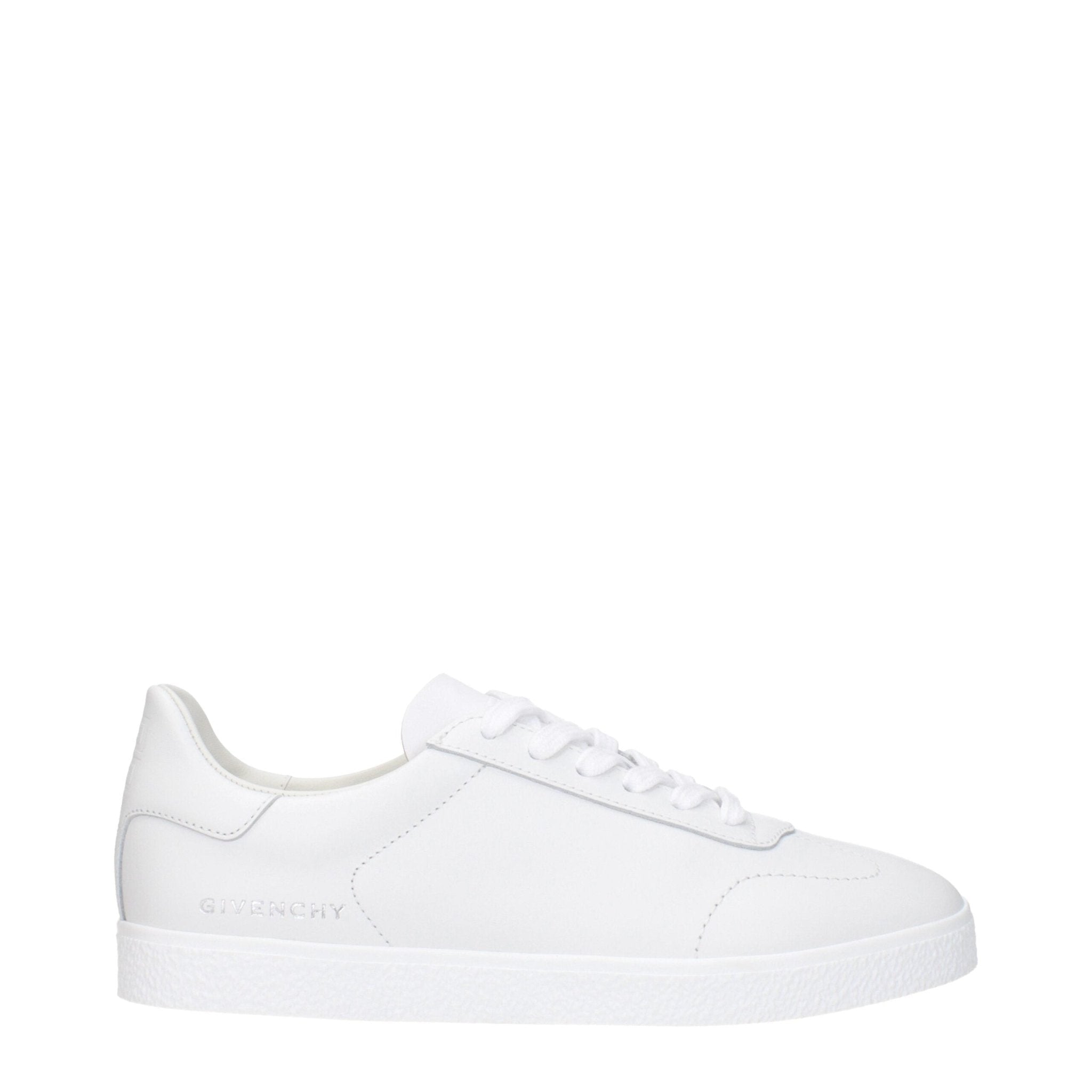 White Leather Low Top Sneakers - TIZZIL