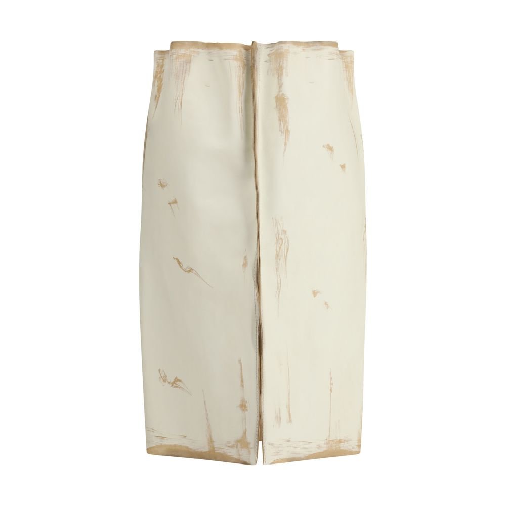 White Leather Midi Skirt - TIZZIL