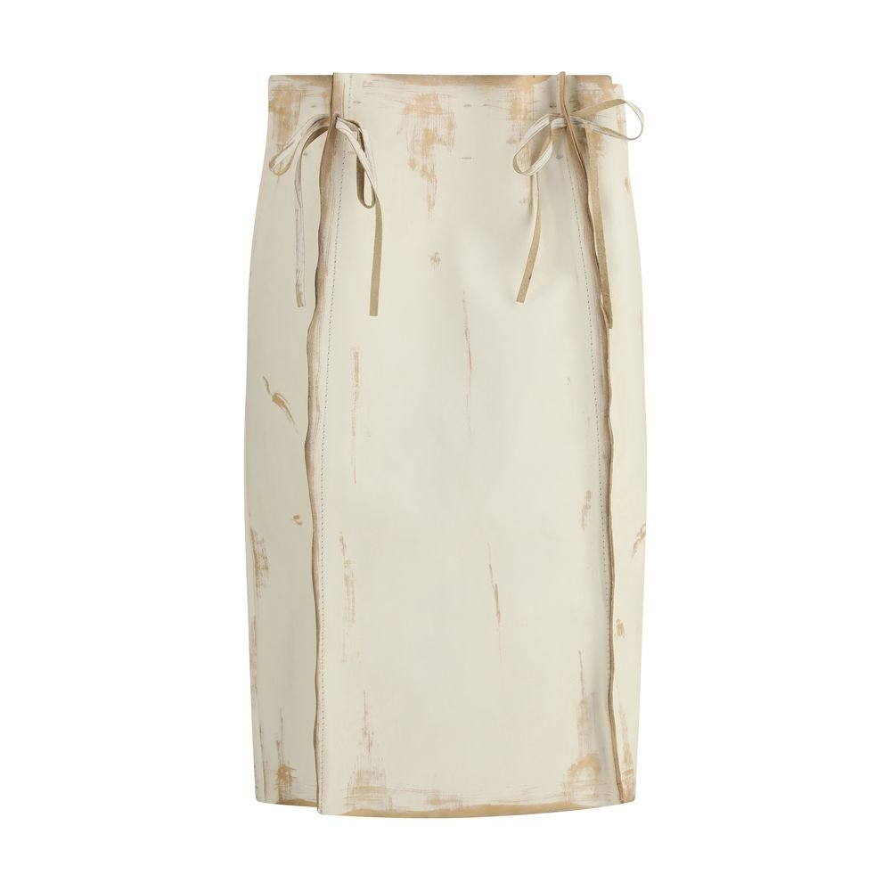 White Leather Midi Skirt - TIZZIL