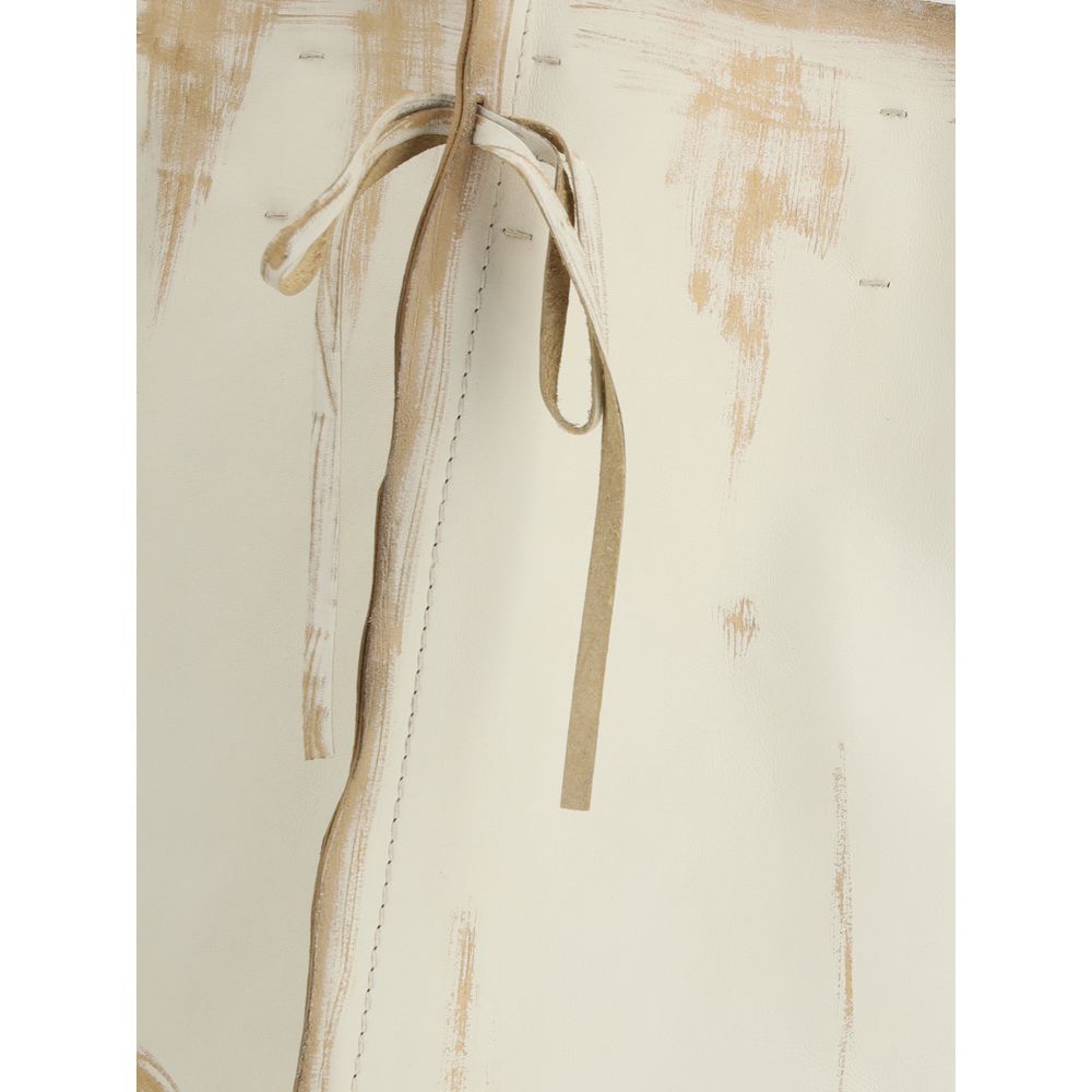 White Leather Midi Skirt - TIZZIL