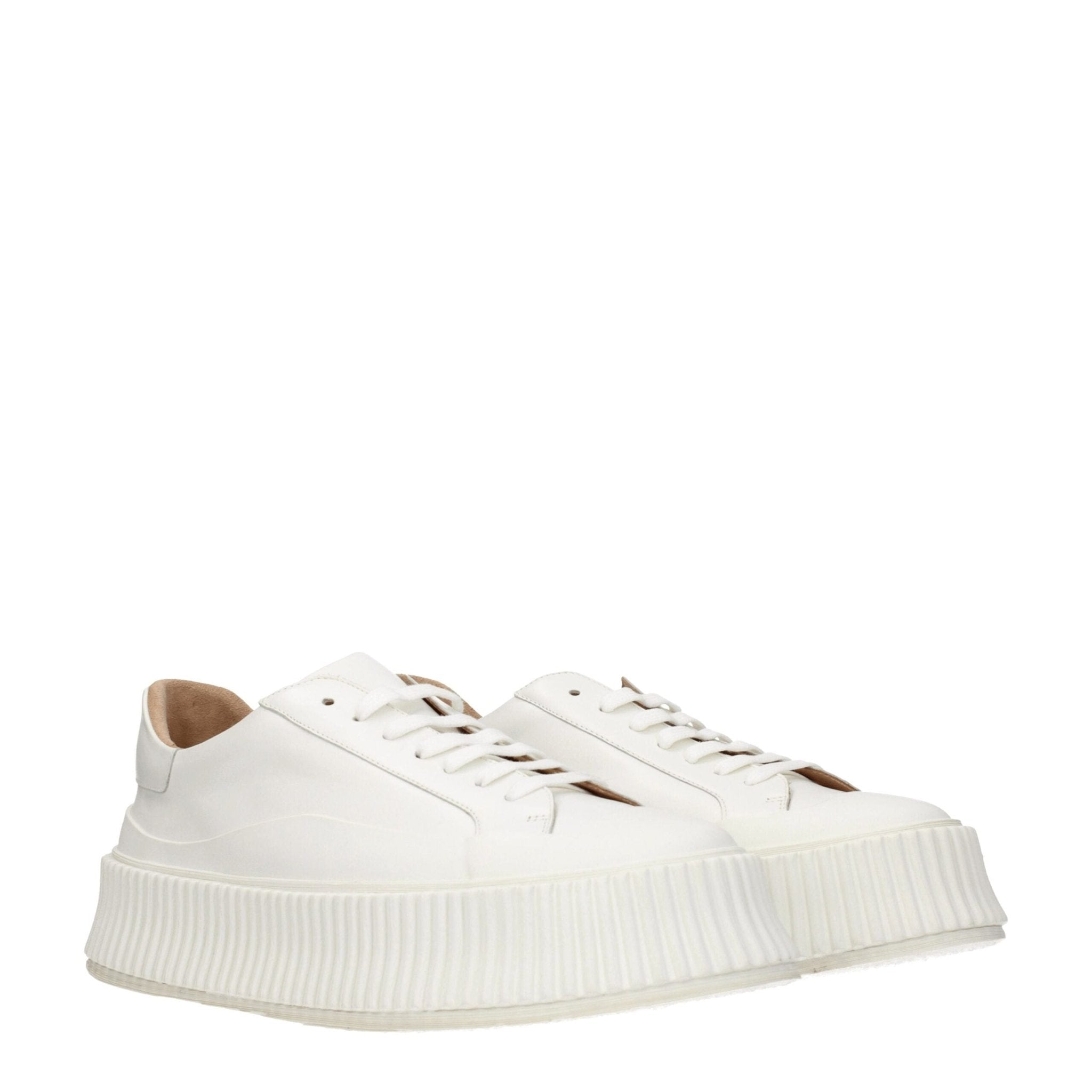 White Leather Platform Sneakers - TIZZIL