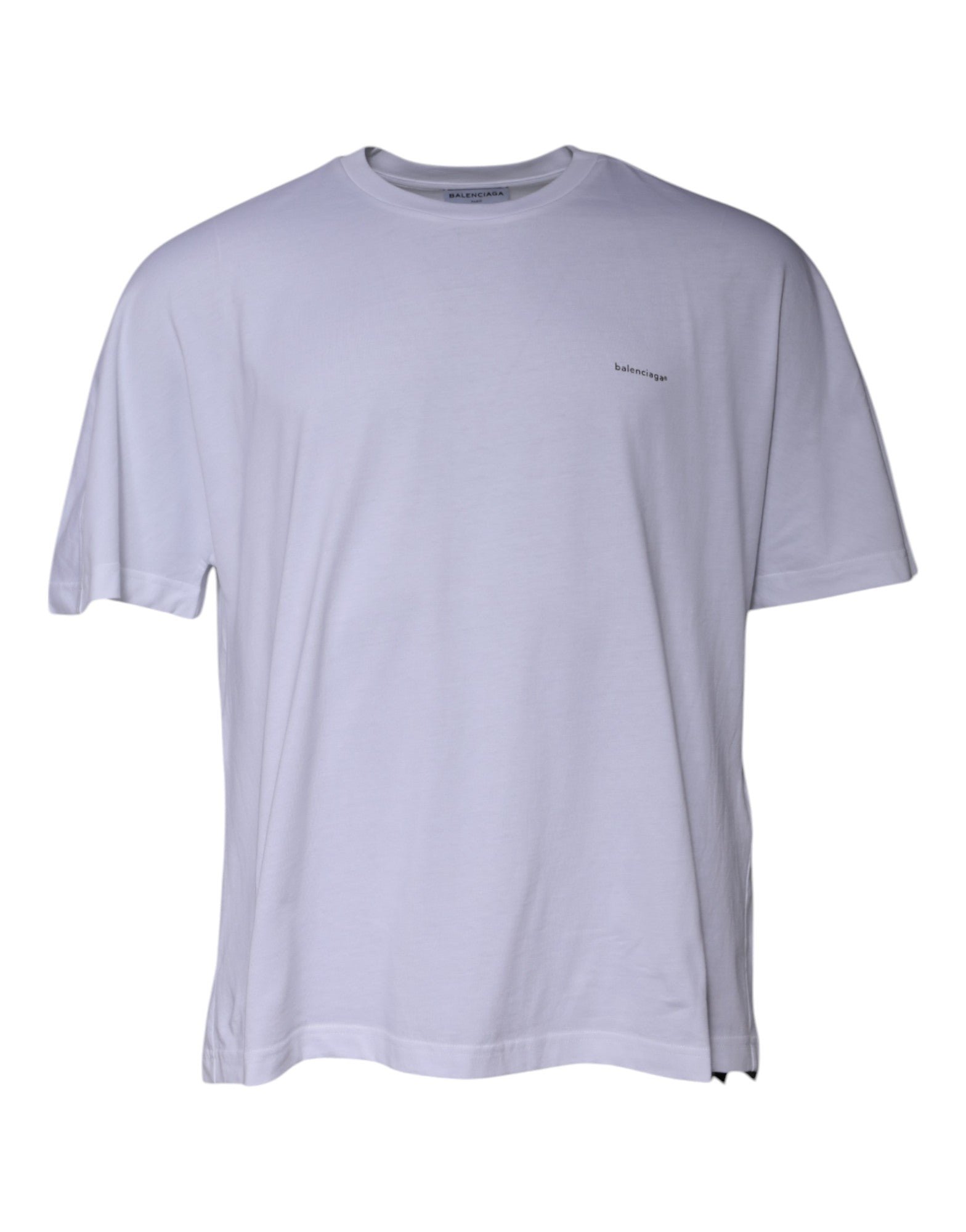 White Logo Cotton Crew Neck Short Sleeves T-shirt - TIZZIL