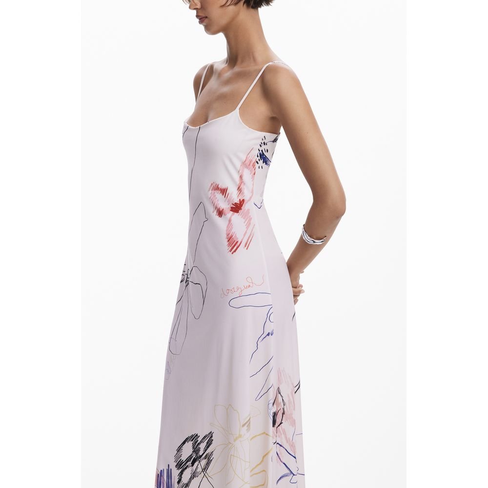 White Polyester Women's Long Dress - TIZZIL