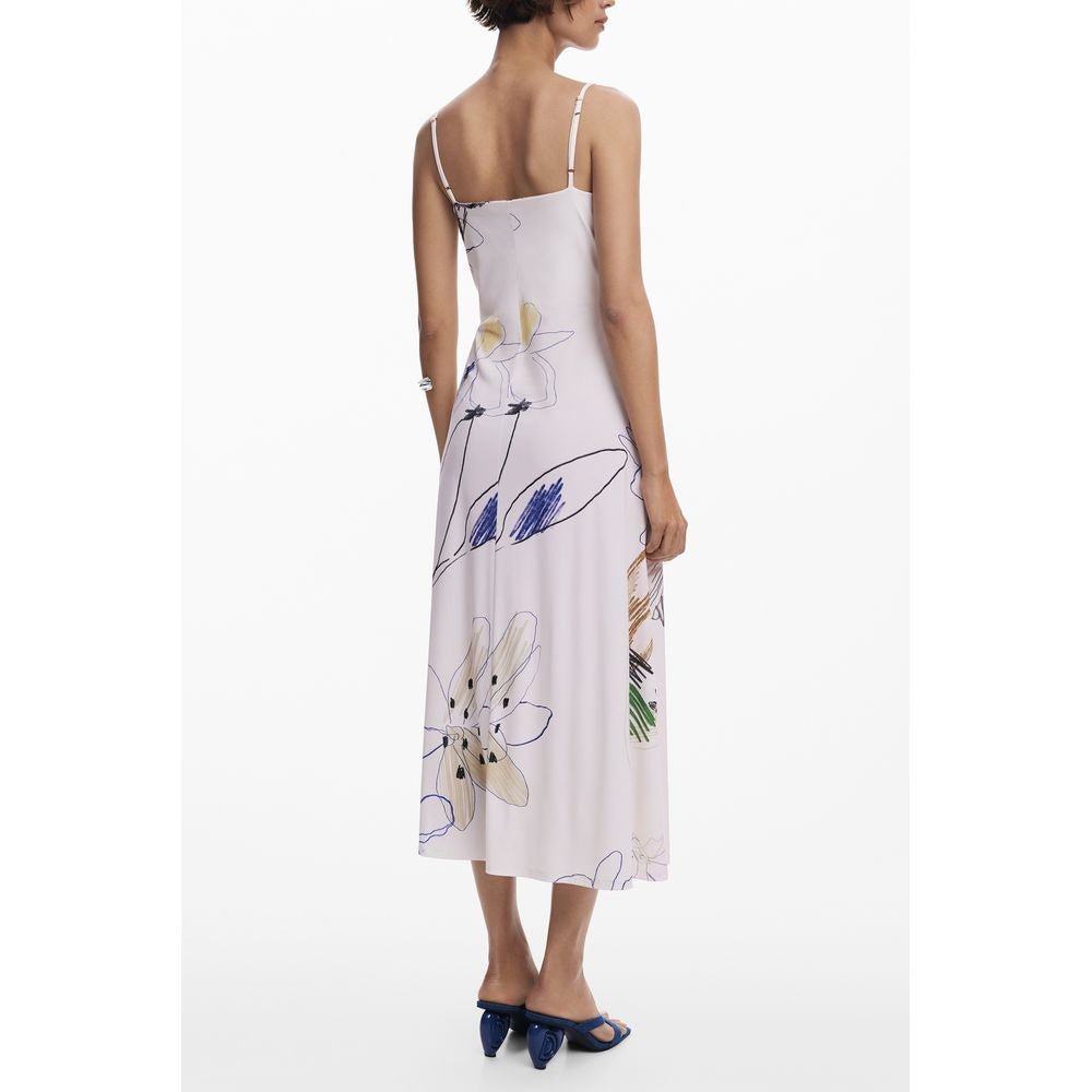 White Polyester Women's Long Dress - TIZZIL