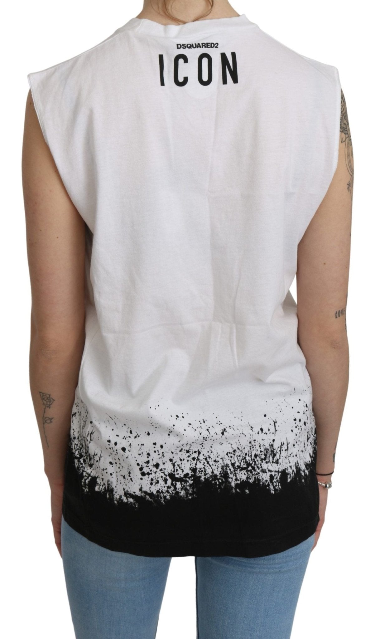 White Sleeveless T-shirt Tank Cotton Top - TIZZIL