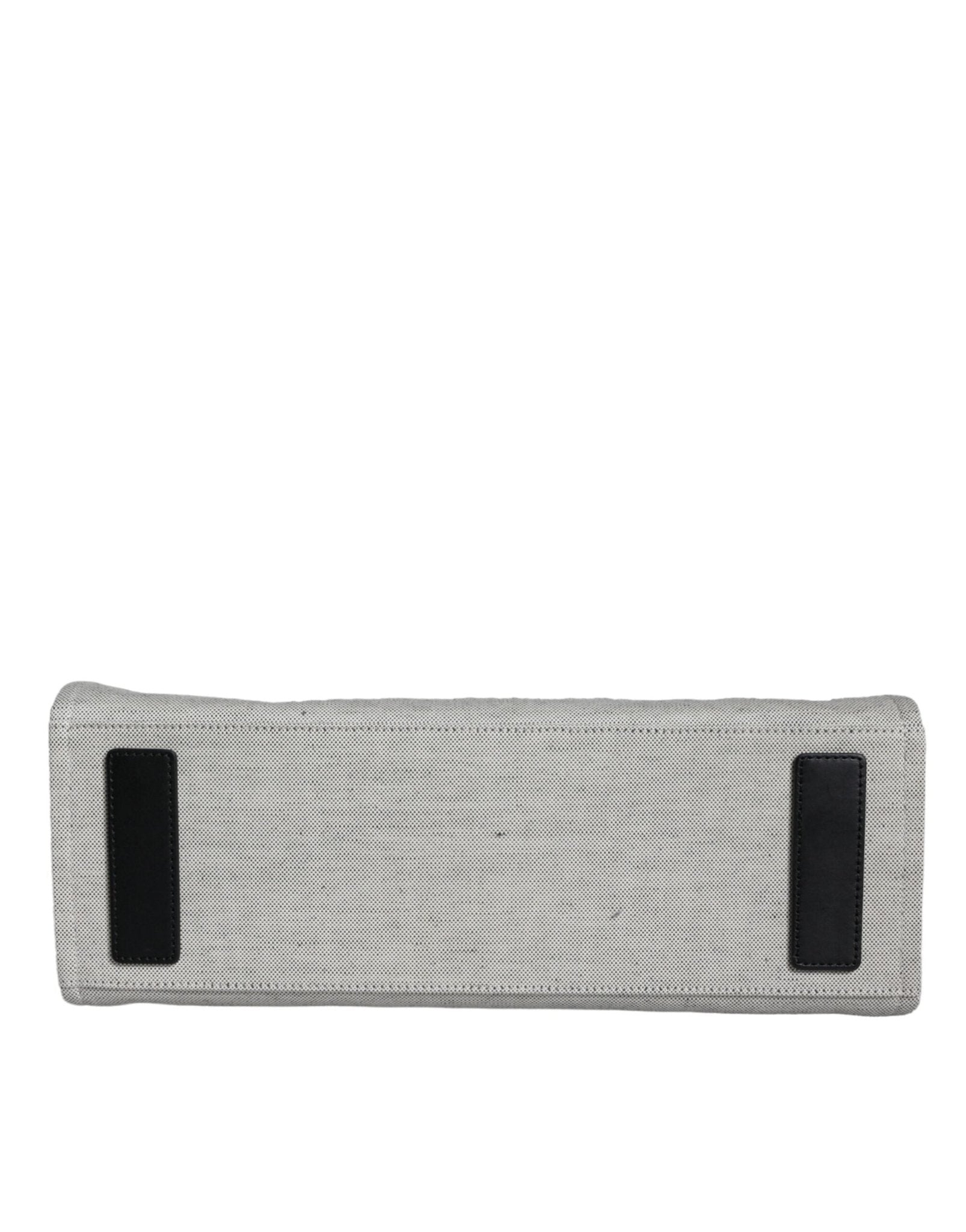 White Top Handle Canvas Leather Logo Crossbody Tote Bag - TIZZIL