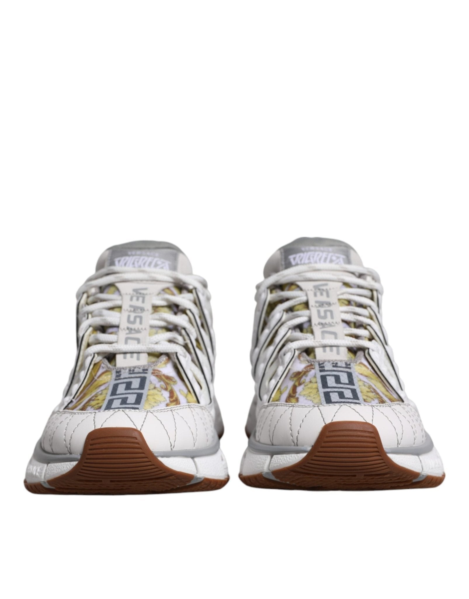 White Trigreca Barocco Print Low Top Sneakers Shoes - TIZZIL