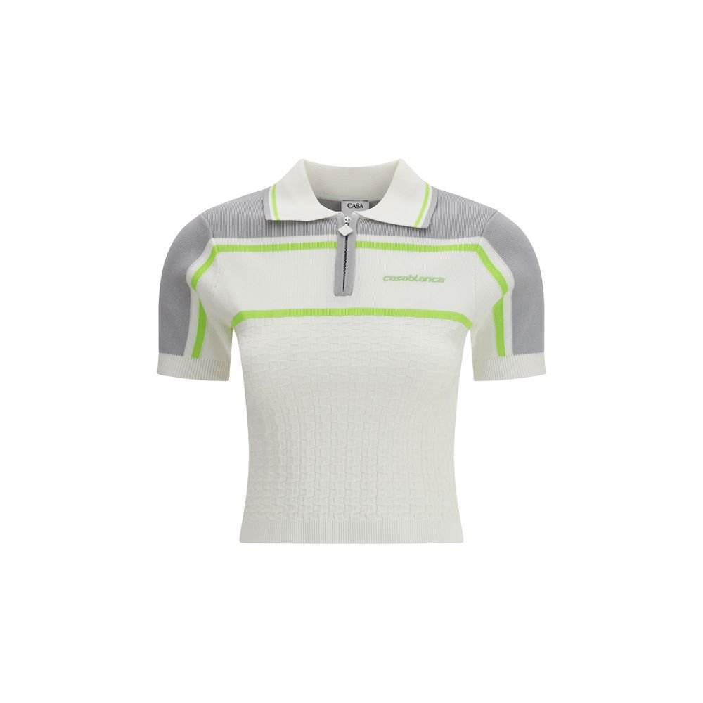 White Viscose Polo Shirt - TIZZIL