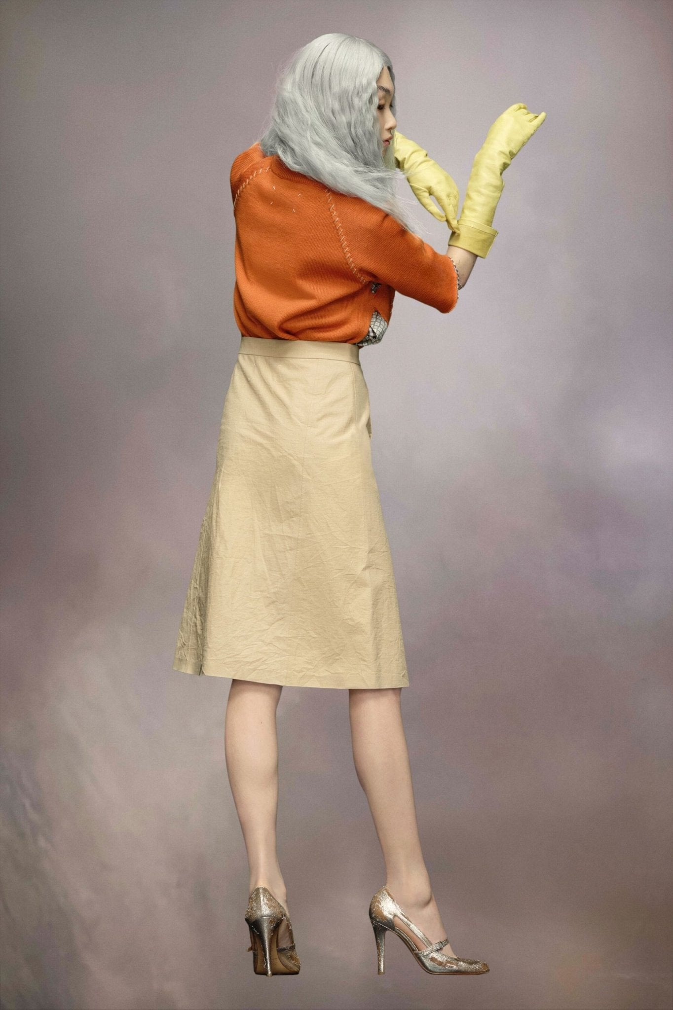 Yellow Fibres Midi Skirt - TIZZIL