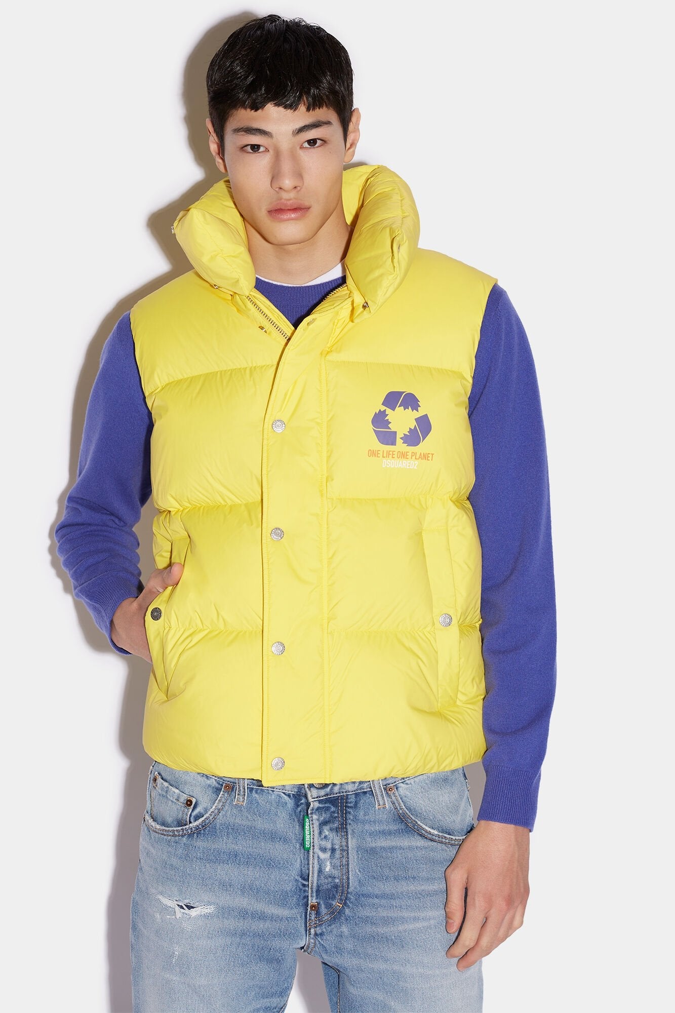 Yellow Fibres Sleveless Jacket - TIZZIL