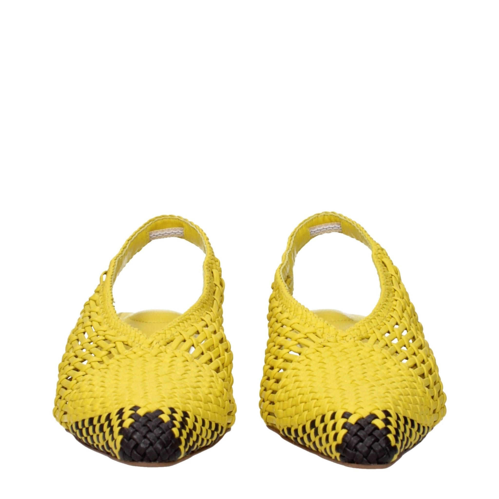 Yellow Leather Flat Sandals - TIZZIL