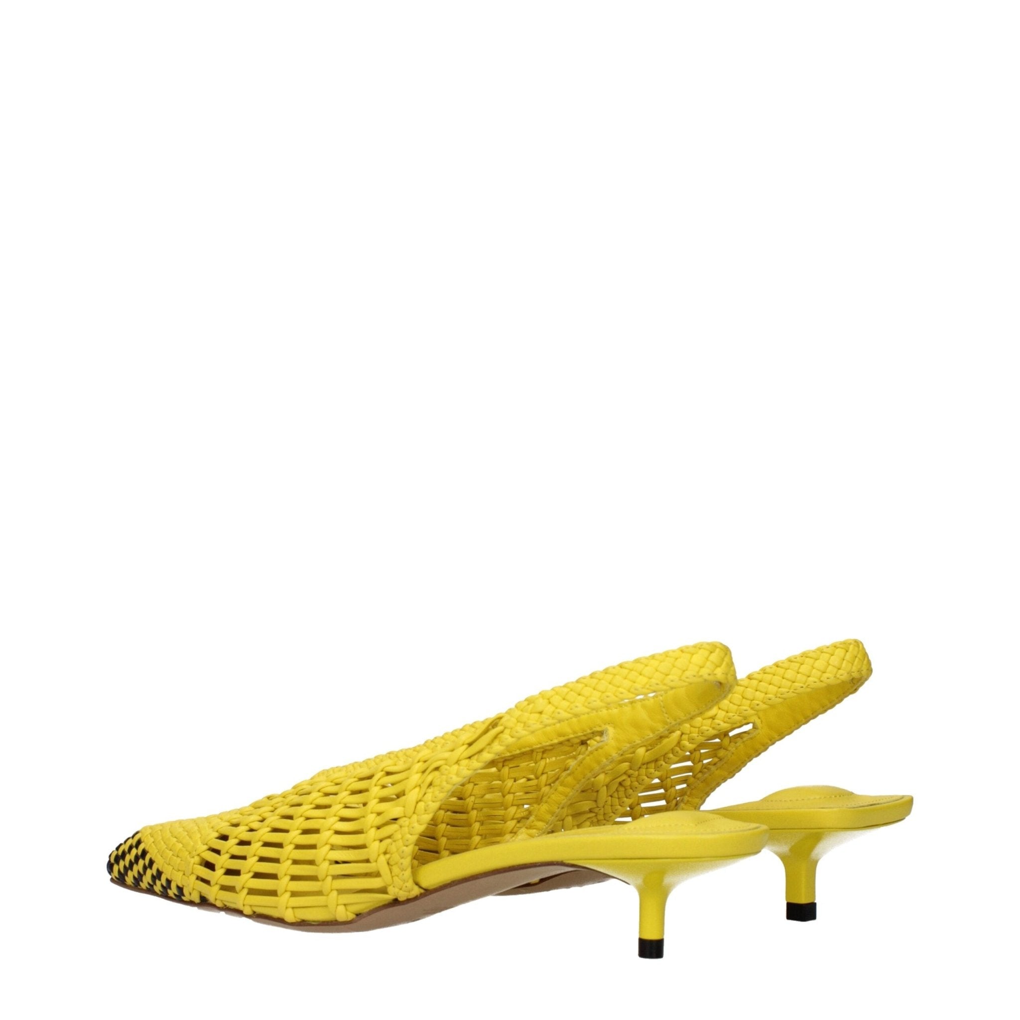 Yellow Leather Flat Sandals - TIZZIL
