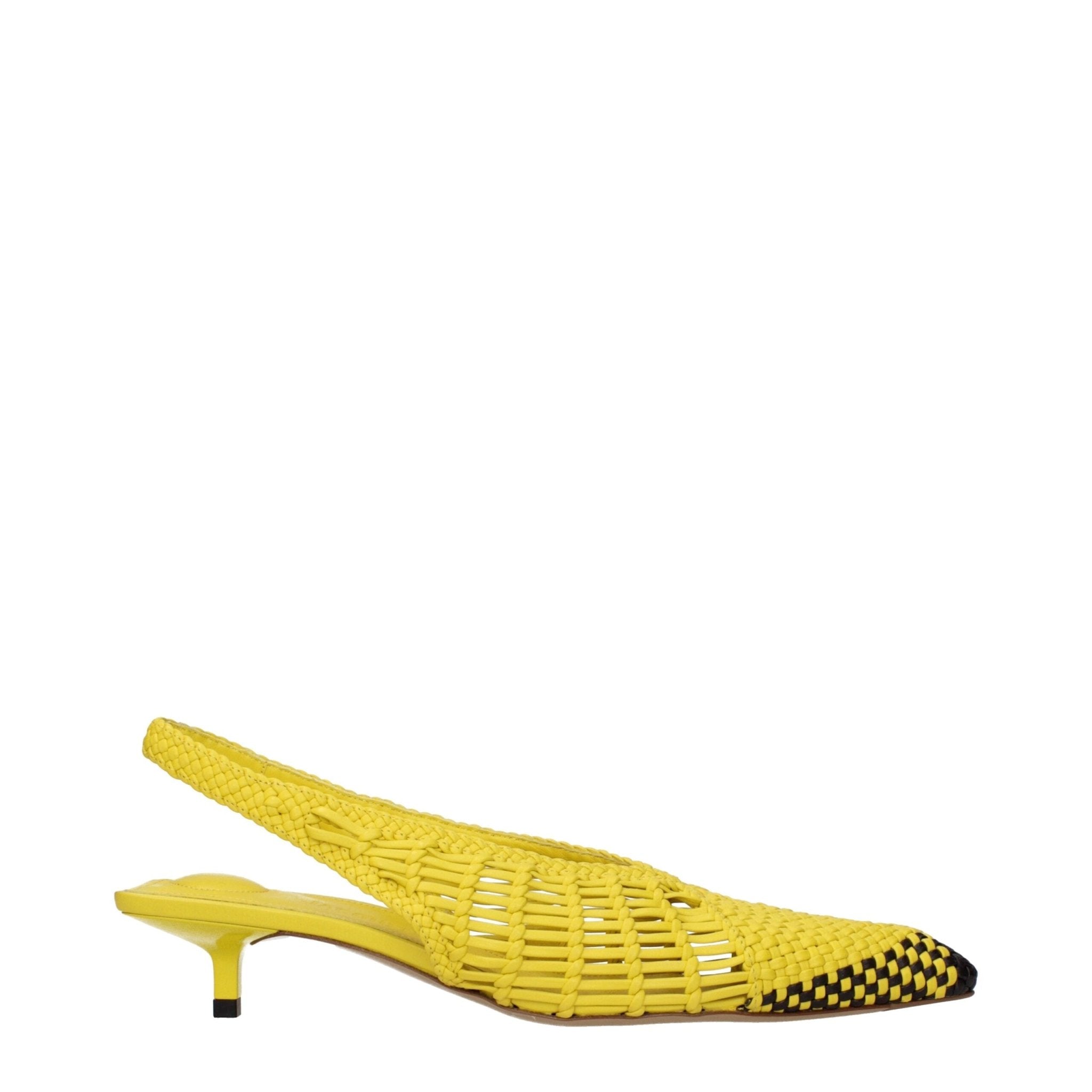 Yellow Leather Flat Sandals - TIZZIL