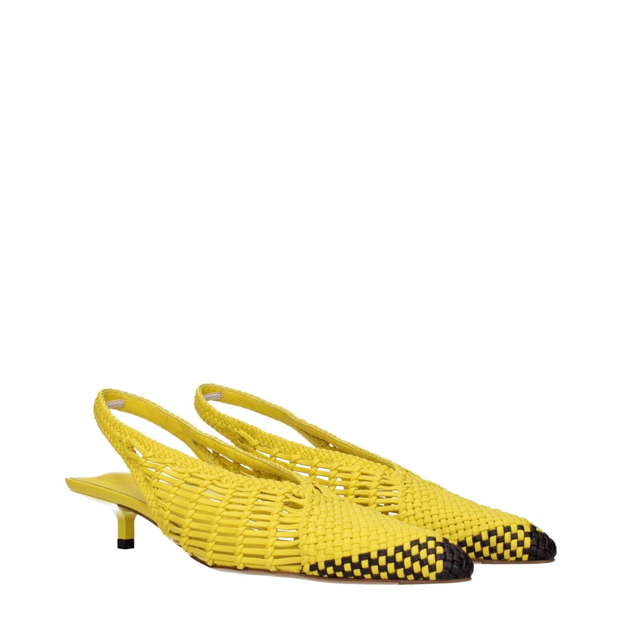 Yellow Leather Flat Sandals - TIZZIL