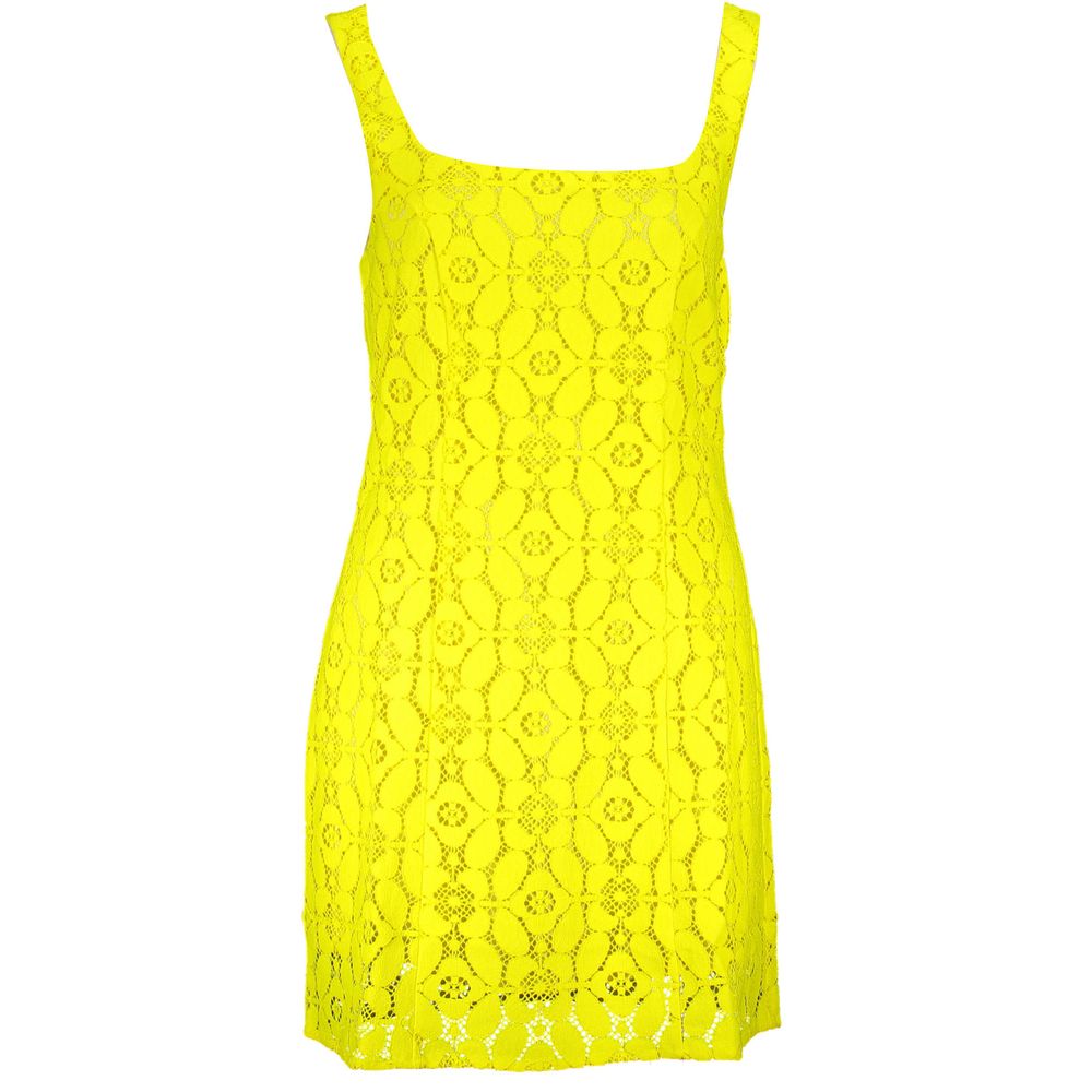 Yellow Polyester Dress - TIZZIL