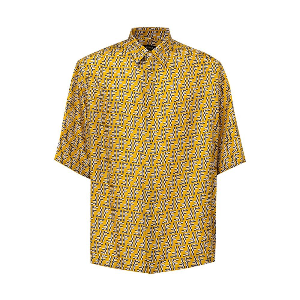 Yellow Silk Shortsleeve Shirt - TIZZIL