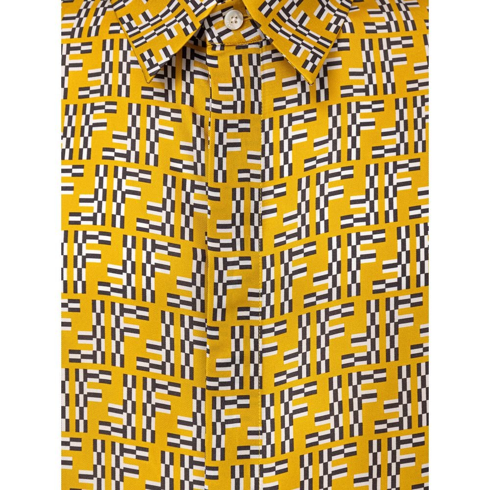 Yellow Silk Shortsleeve Shirt - TIZZIL